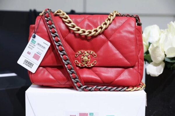 Chanel 19 Flap Bag 26cm Goatskin Leather Spring/Summer Act 1 Collection, Red - Image 3