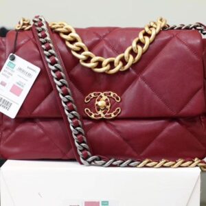 Chanel 19 Flap Bag 26cm Goatskin Leather Spring/Summer Act 1 Collection, Bordeaux