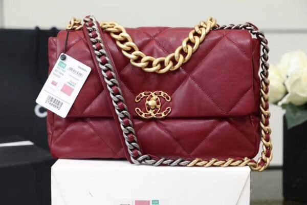 Chanel 19 Flap Bag 26cm Goatskin Leather Spring/Summer Act 1 Collection, Bordeaux - Image 2