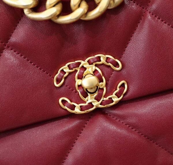 Chanel 19 Flap Bag 26cm Goatskin Leather Spring/Summer Act 1 Collection, Bordeaux - Image 6