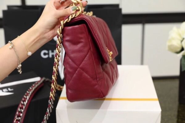 Chanel 19 Flap Bag 26cm Goatskin Leather Spring/Summer Act 1 Collection, Bordeaux - Image 10