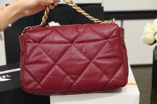 Chanel 19 Flap Bag 26cm Goatskin Leather Spring/Summer Act 1 Collection, Bordeaux - Image 8