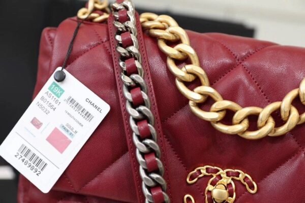 Chanel 19 Flap Bag 26cm Goatskin Leather Spring/Summer Act 1 Collection, Bordeaux - Image 12