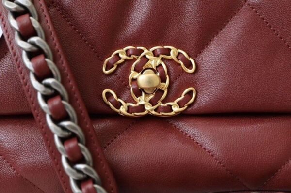 Chanel 19 Flap Bag 26cm Goatskin Leather Spring/Summer Act 1 Collection, Bordeaux - Image 13