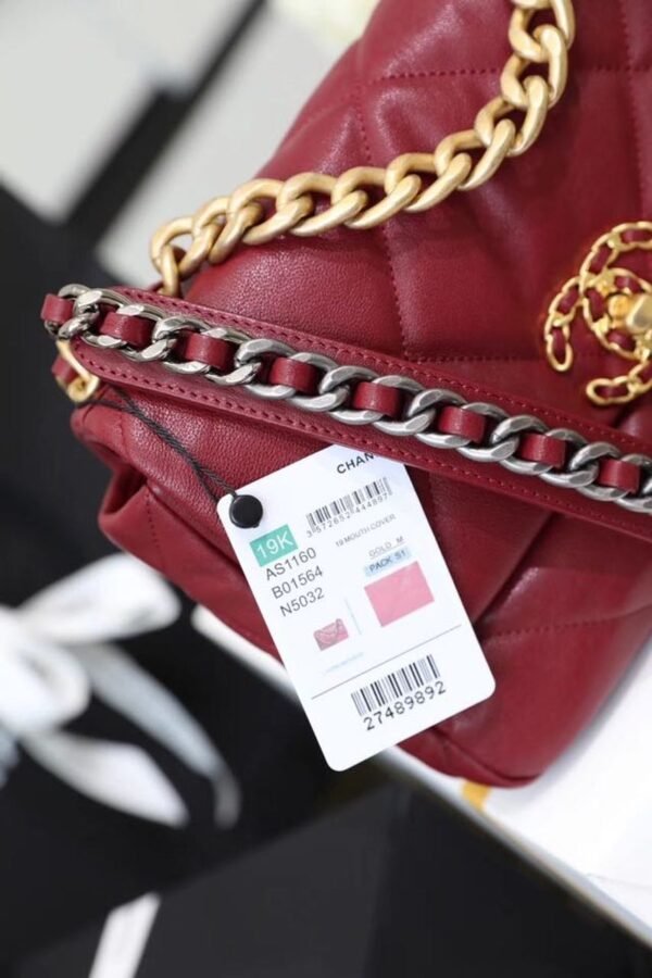 Chanel 19 Flap Bag 26cm Goatskin Leather Spring/Summer Act 1 Collection, Bordeaux - Image 19