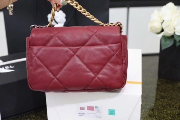 Chanel 19 Flap Bag 26cm Goatskin Leather Spring/Summer Act 1 Collection, Bordeaux - Image 15