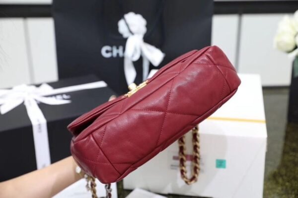 Chanel 19 Flap Bag 26cm Goatskin Leather Spring/Summer Act 1 Collection, Bordeaux - Image 17