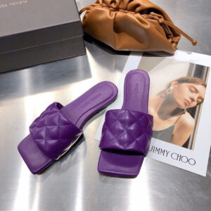 Bottega Veneta Square Toe Padded Sandals Calfskin Leather Spring/Summer 2020 Collection, Purple