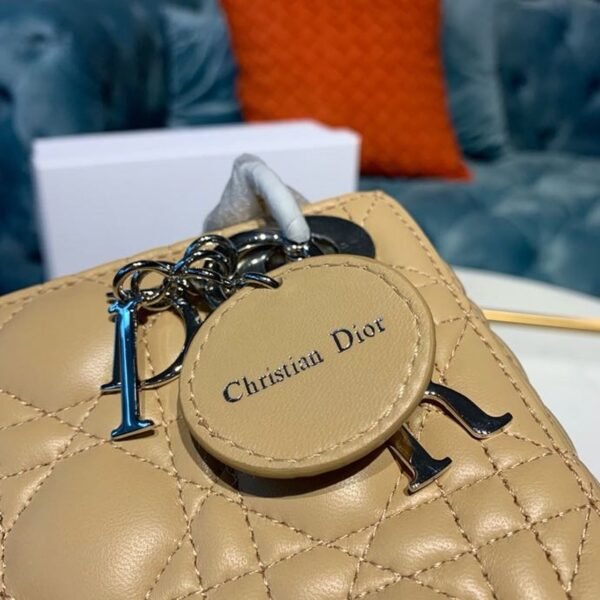 Christian Dior Mini Lady Dior Bag 18cm with Chain Silver Hardware Lambskin Leather Spring/Summer Collection, Beige - Image 9