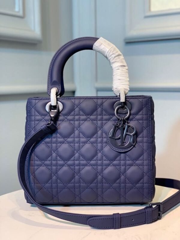 Christian Dior Lady Dior Bag 24cm Matte Hardware Lambskin Leather Spring/Summer Collection, Midnight Blue - Image 2