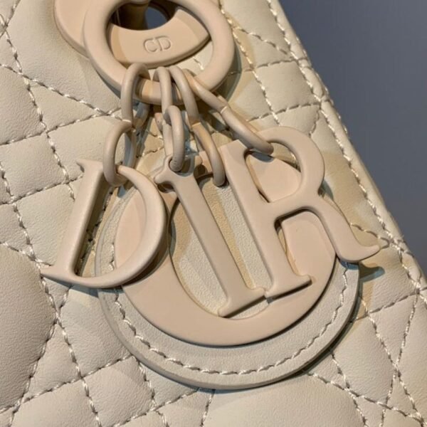 Christian Dior Mini Lady Dior Bag 18cm with Chain Matte Hardware Lambskin Leather Spring/Summer Collection, Ivory - Image 17