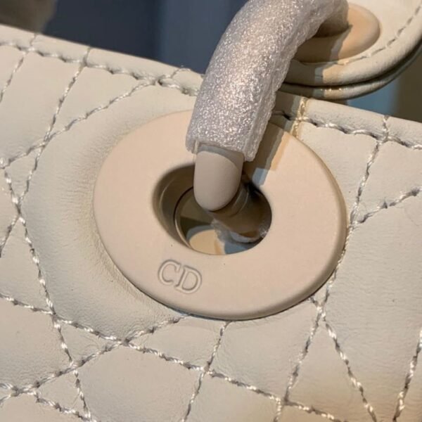 Christian Dior Mini Lady Dior Bag 18cm with Chain Matte Hardware Lambskin Leather Spring/Summer Collection, Ivory - Image 11