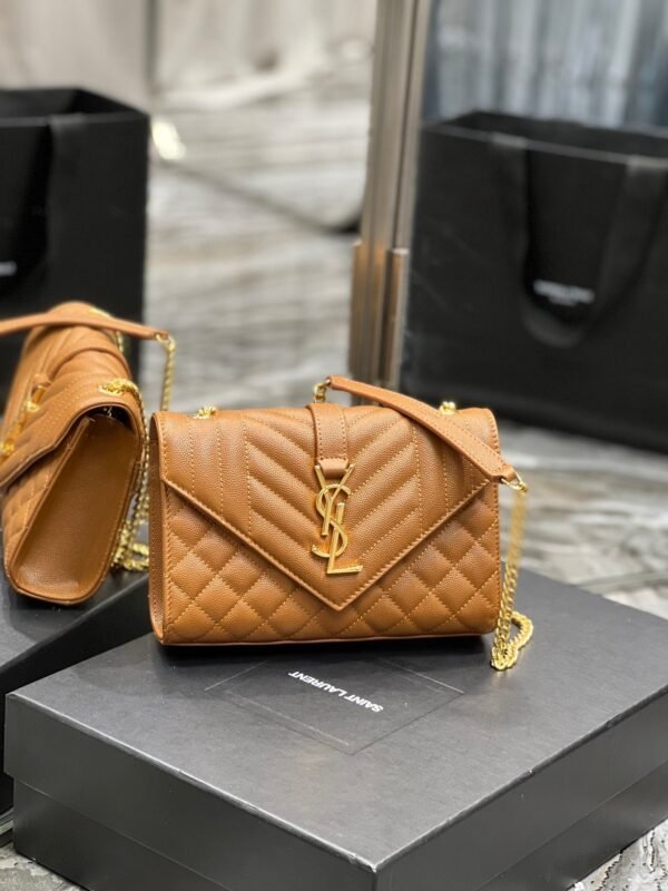 Saint Laurent Small Bag In Mix Matelasse 21cm Brown - Image 7