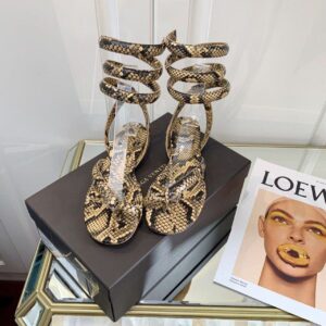 Bottega Veneta Flat Sandals Python Print Calfskin Leather Spring/Summer 2020 Collection, Beige