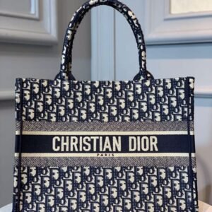 Christian Dior Mini Book Tote Bag 36cm Oblique Embroidered Canvas Spring/Summer Collection, Blue