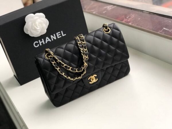 Chanel Classic Flap Bag 25cm Gold Hardware Lambskin Leather Spring/Summer Collection Black - Image 4