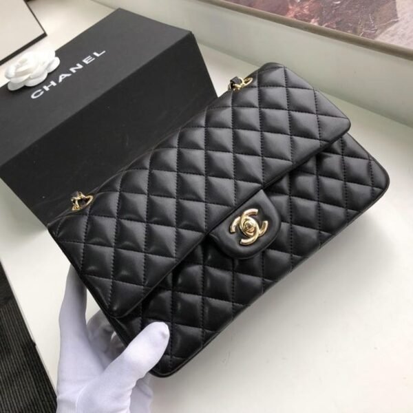 Chanel Classic Flap Bag 25cm Gold Hardware Lambskin Leather Spring/Summer Collection Black - Image 3