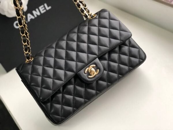 Chanel Classic Flap Bag 25cm Gold Hardware Lambskin Leather Spring/Summer Collection Black - Image 7