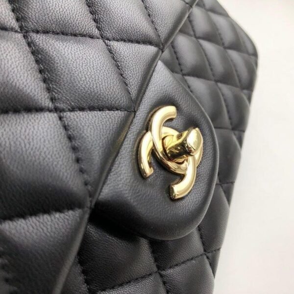 Chanel Classic Flap Bag 25cm Gold Hardware Lambskin Leather Spring/Summer Collection Black - Image 9