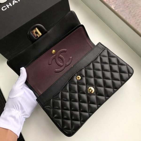 Chanel Classic Flap Bag 25cm Gold Hardware Lambskin Leather Spring/Summer Collection Black - Image 8