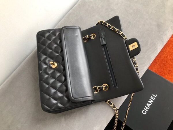 Chanel Classic Flap Bag 25cm Gold Hardware Lambskin Leather Spring/Summer Collection Black - Image 6