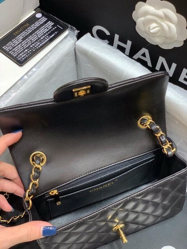 Chanel Classic Flap Bag 20cm Gold Hardware Lambskin Leather Spring/Summer Collection Black - Image 5