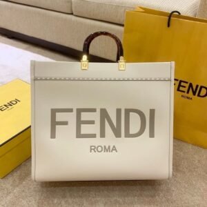 Fendi x California Sky Sunshine Shopper Tote Bag 40cm Calfskin Leather Spring/Summer Collection, White