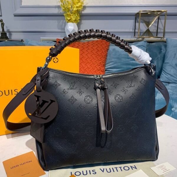 Louis Vuitton Beaubourg Woven Handle Tote Bag 32cm Mahina Calf Leather Canvas Spring/Summer Collection M56073, Noir - Image 2