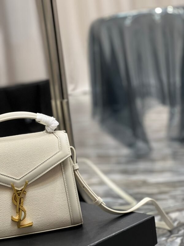 Saint Laurent Cassandra Mini Top Handle Bag In Canvas White For Women 20cm YSL 623930FAACS9771 - Image 2