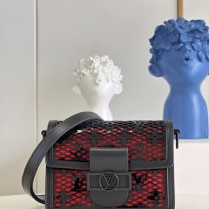 Louis Vuitton Limited Mini Dauphine Bags By Nicolas Ghesquière With Monogram Lace Black For Women 20cm LV M20595