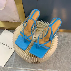 Bottega Veneta Stretch Sandals 9cm Heel Lambskin Leather Spring/Summer 2020 Collection, Turquoise Blue