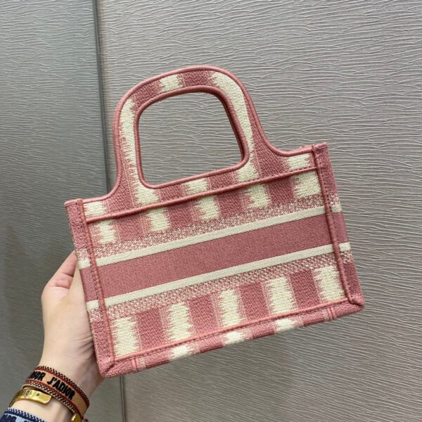 Christian Dior Pink Book Tote D-Stripes 23cm - Image 6