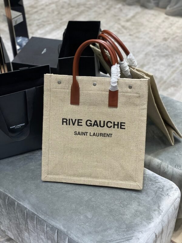 Saint Laurent Rive Gauche North/South Tote Bag In Printed Linen For Women 39cm YSL 632539FAABR9083