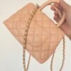 Chanel Flap Bag With Top Handle 19cm Light Brown - Image 4