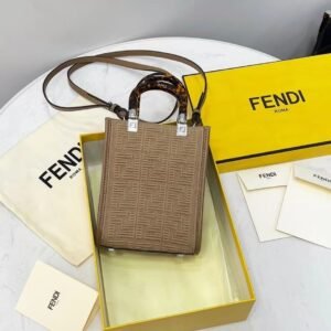 Fendi Mini Sunshine Shopper 18cm Brown