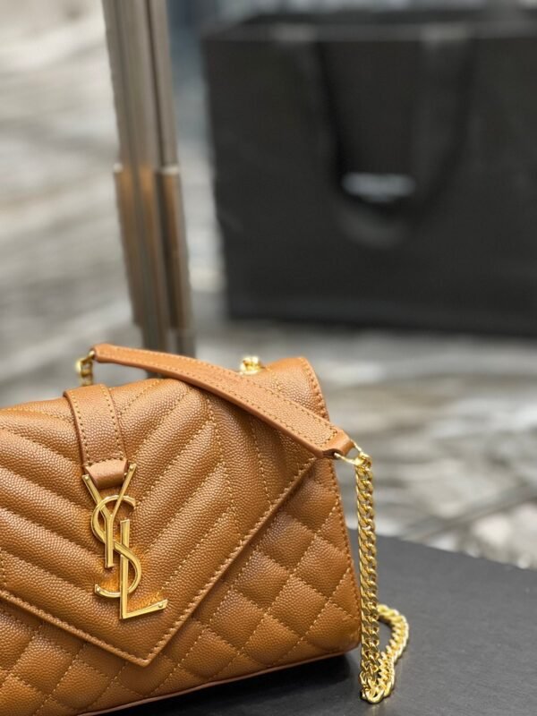 Saint Laurent Small Bag In Mix Matelasse 21cm Brown - Image 2