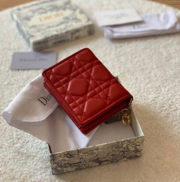 Mini Lady Dior Red Wallet 11cm - Image 5