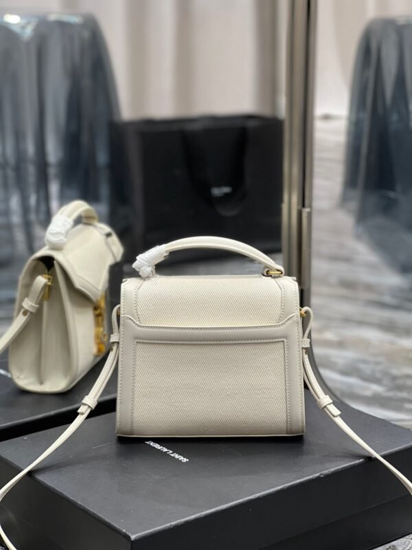 Saint Laurent Cassandra Mini Top Handle Bag In Canvas White For Women 20cm YSL 623930FAACS9771 - Image 6