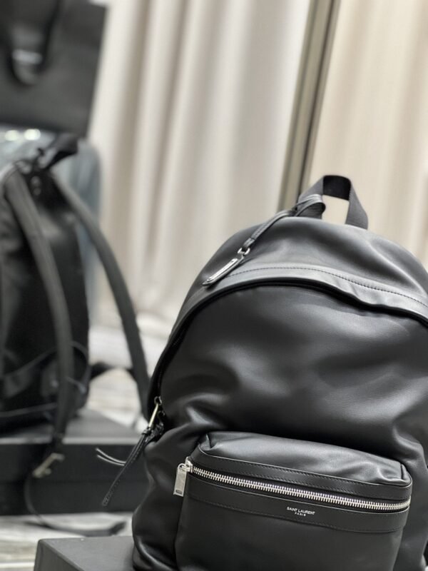 Saint Laurent City Backpack In Unisex 35cm Black - Image 9