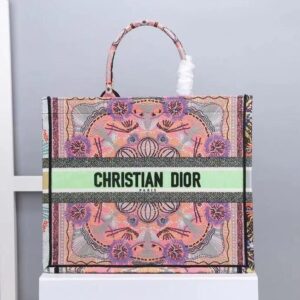 Dior book tote with dioramour graffitiLatte Multicolor Dioramour Graffiti Embroidery Pink