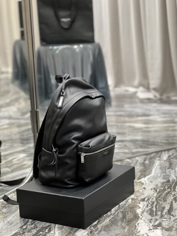 Saint Laurent City Backpack In Unisex 35cm Black - Image 8