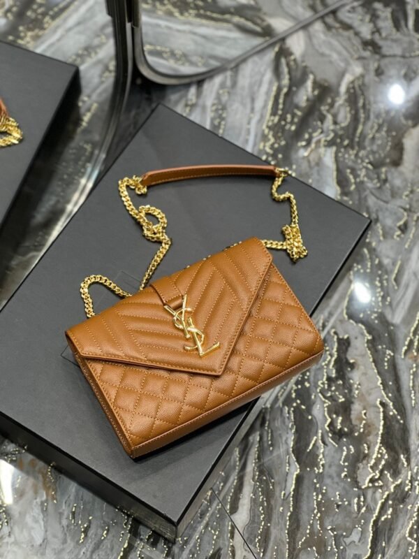 Saint Laurent Small Bag In Mix Matelasse 21cm Brown - Image 9