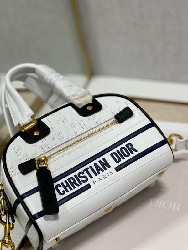 Christian Dior Mini Vibe Zip Bowling Bag 17cm White - Image 2