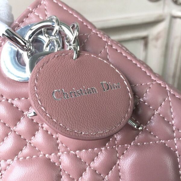Christian Dior Mini Lady Dior Bag 18cm with Chain Silver Hardware Lambskin Leather Spring/Summer Collection, Dusty Pink - Image 7
