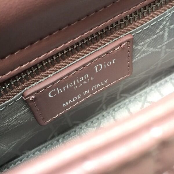 Christian Dior Mini Lady Dior Bag 18cm with Chain Silver Hardware Lambskin Leather Spring/Summer Collection, Dusty Pink - Image 10
