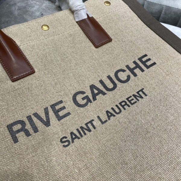 Saint Laurent Rive Gauche North/South Tote Bag In Printed Linen For Women 39cm YSL 632539FAABR9083 - Image 8