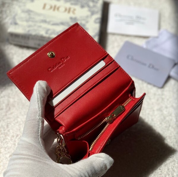 Mini Lady Dior Red Wallet 11cm - Image 6