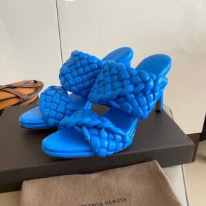 Bottega Veneta Curve Sandals 9.5cm Heel Lambskin Leather Spring/Summer 2020 Collection, Electric Blue