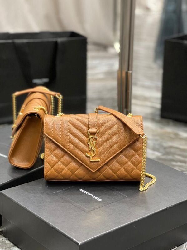 Saint Laurent Small Bag In Mix Matelasse 21cm Brown