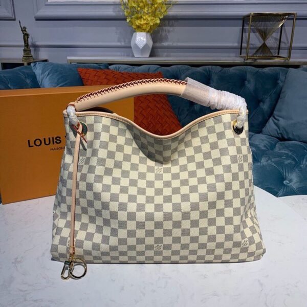 Louis Vuitton Artsy MM Bag 42cm Damier Azur Canvas Spring/Summer Collection N41174, Beige - Image 2